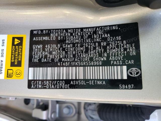 Photo 10 from auction – 2016 TOYOTA CAMRY LE with VIN 4T4BF1FK5GR558968
