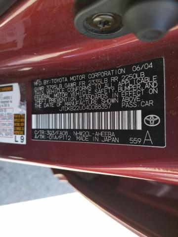 Photo 10 from auction – 2004 TOYOTA PRIUS with VIN JTDKB22U040088357