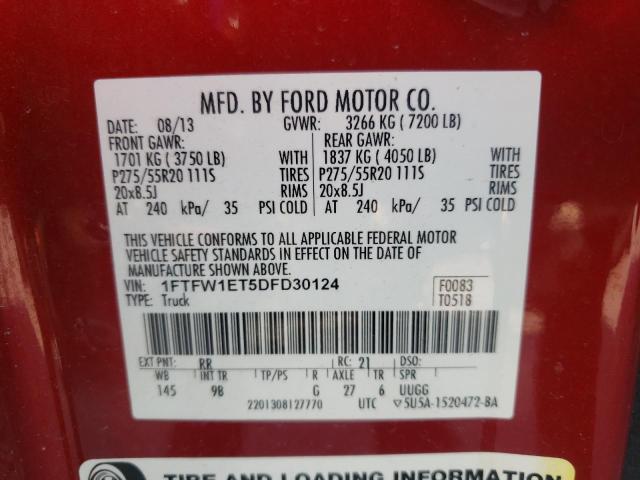 Photo 10 from auction – 2013 FORD F150 SUPER with VIN 1FTFW1ET5DFD30124