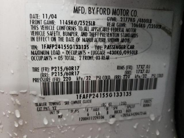 Photo 10 from auction – 2005 FORD FIVE HUNDR with VIN 1FAFP24155G133135