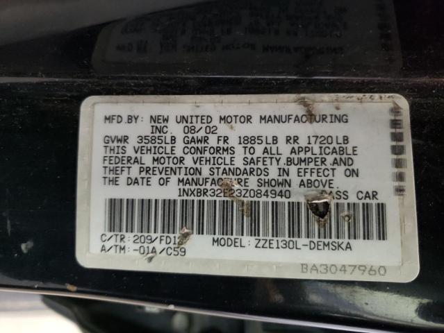 Photo 10 from auction – 2003 TOYOTA COROLLA CE with VIN 1NXBR32E23Z084940