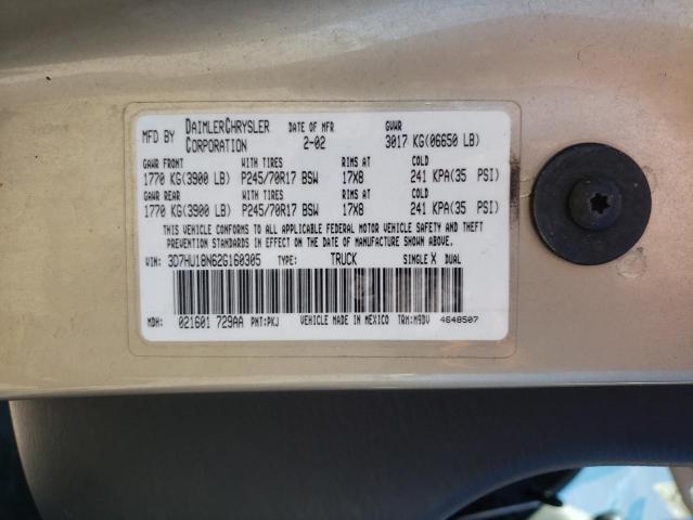 Photo 10 from auction – 2002 DODGE RAM 1500 with VIN 3D7HU18N62G160305
