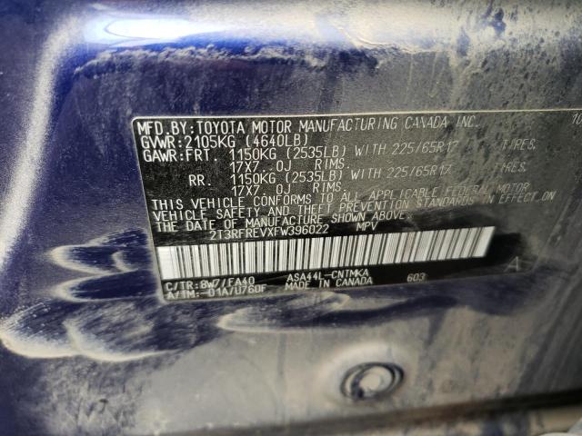 Photo 10 from auction – 2015 TOYOTA RAV4 XLE with VIN 2T3RFREVXFW396022