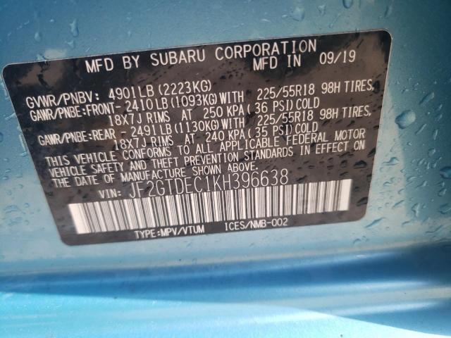 Photo 10 from auction – 2019 SUBARU CROSSTREK with VIN JF2GTDEC1KH396638