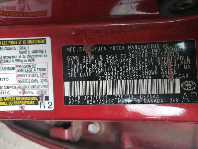 Photo 10 from auction – 2005 TOYOTA COROLLA CE with VIN 2T1BR30E25C327444