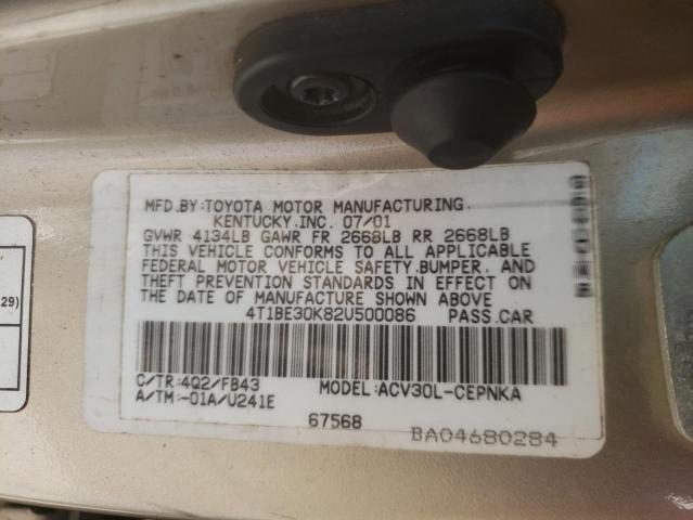 Photo 10 from auction – 2002 TOYOTA CAMRY with VIN 4T1BE30K82U500086