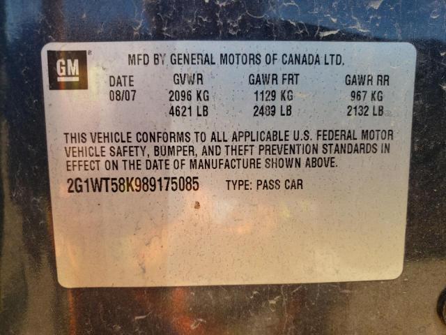 Photo 10 from auction – 2008 CHEVROLET IMPALA LT with VIN 2G1WT58K989175085
