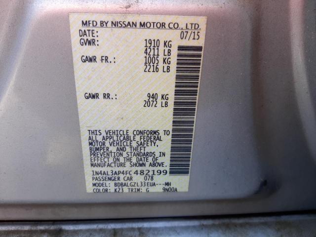 Photo 10 from auction – 2015 NISSAN ALTIMA 2.5 with VIN 1N4AL3AP4FC482199