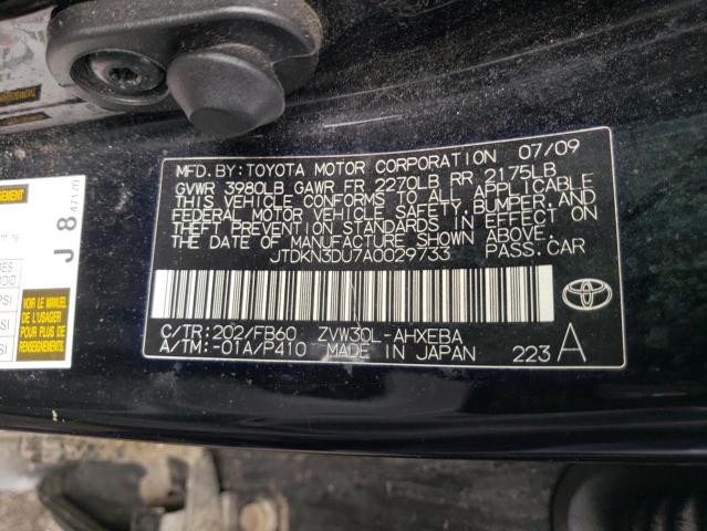 Photo 10 from auction – 2010 TOYOTA PRIUS with VIN JTDKN3DU7A0029733
