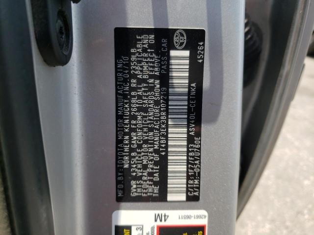 Photo 10 from auction – 2011 TOYOTA CAMRY BASE with VIN 4T4BF3EK3BR107219