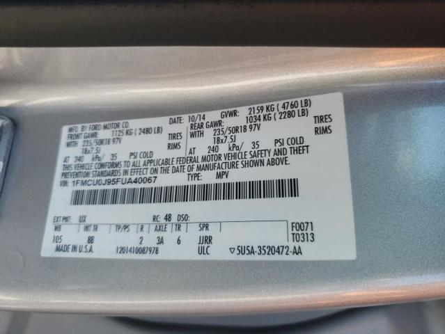 Photo 10 from auction – 2015 FORD ESCAPE TIT with VIN 1FMCU0J95FUA40067