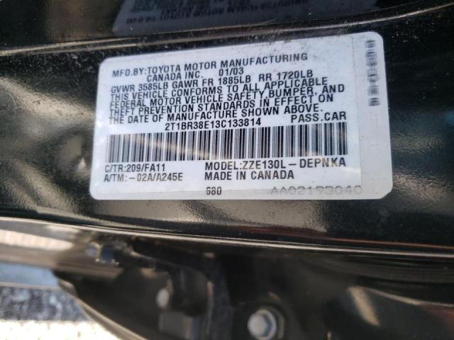 Photo 10 from auction – 2003 TOYOTA COROLLA CE with VIN 2T1BR38E13C133814