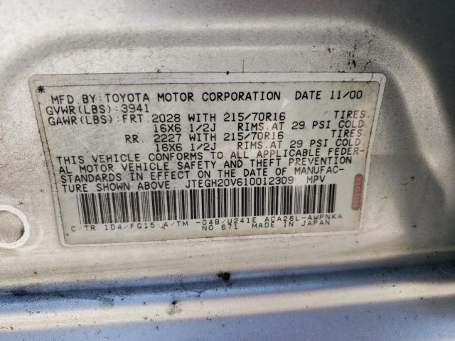 Photo 10 from auction – 2001 TOYOTA RAV4 with VIN JTEGH20V610012309