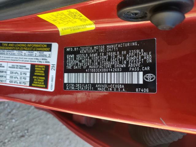 Photo 10 from auction – 2011 TOYOTA CAMRY HYBR with VIN 4T1BB3EK0BU142693