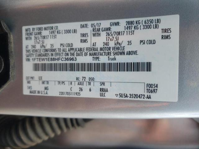 Photo 10 from auction – 2017 FORD F150 SUPER with VIN 1FTEW1E88HFC36963