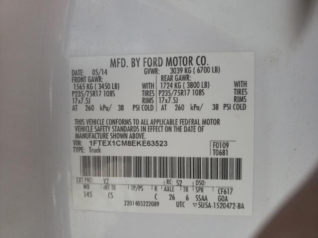 Photo 10 from auction – 2014 FORD F150 SUPER with VIN 1FTEX1CM8EKE63523