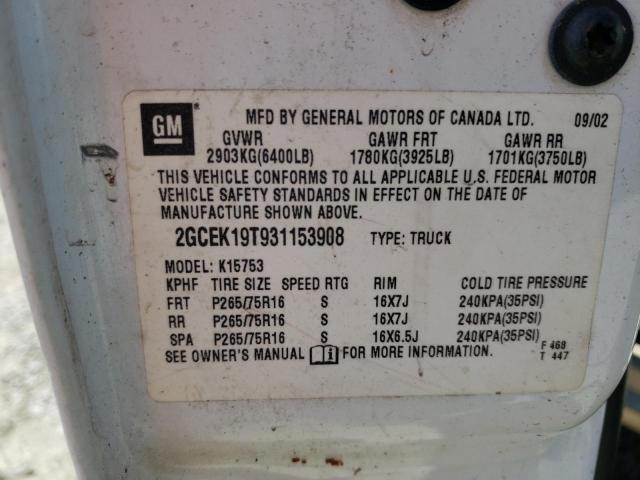 Photo 10 from auction – 2003 CHEVROLET SILVERADO with VIN 2GCEK19T931153908