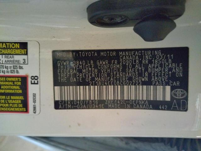 Photo 10 from auction – 2011 TOYOTA COROLLA BA with VIN 2T1BU4EE0BC602723