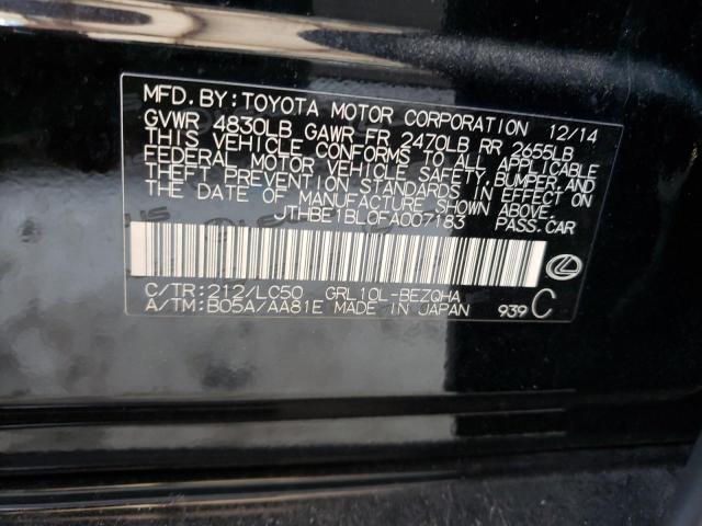 Photo 10 from auction – 2015 LEXUS GS 350 with VIN JTHBE1BL0FA007183