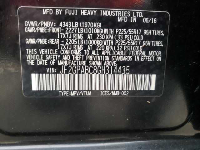 Photo 10 from auction – 2016 SUBARU CROSSTREK with VIN JF2GPABC8GH314435