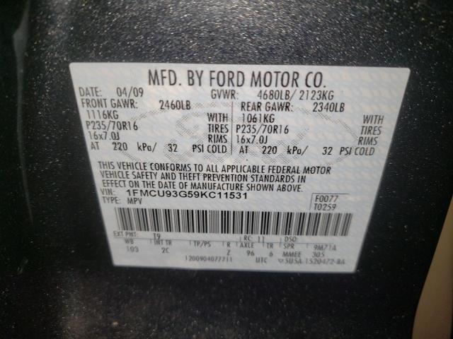 Photo 10 from auction – 2009 FORD ESCAPE XLT with VIN 1FMCU93G59KC11531