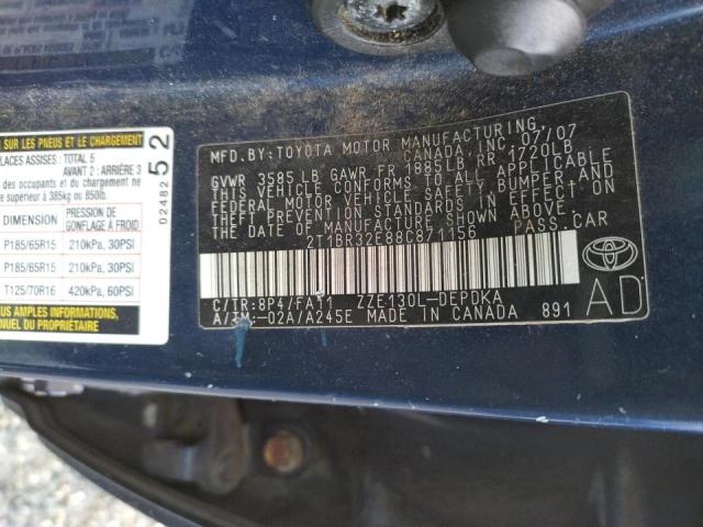 Photo 10 from auction – 2008 TOYOTA COROLLA CE with VIN 2T1BR32E88C871156