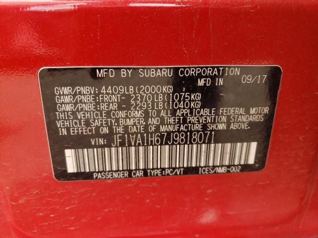 Photo 10 from auction – 2018 SUBARU WRX LIMITE with VIN JF1VA1H67J9818071
