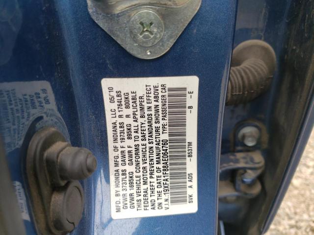 Photo 10 from auction – 2010 HONDA CIVIC EX with VIN 19XFA1F88AE064760