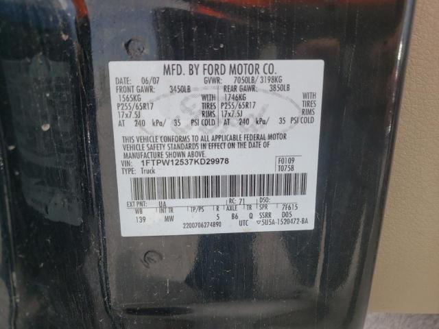 Photo 10 from auction – 2007 FORD F150 SUPER with VIN 1FTPW12537KD29978