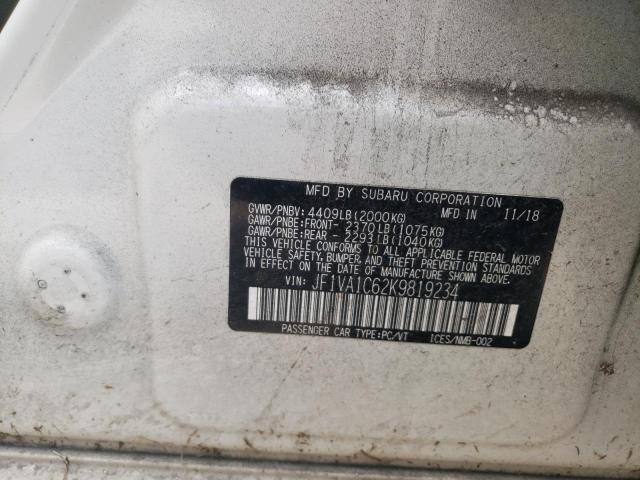 Photo 10 from auction – 2019 SUBARU WRX PREMIU with VIN JF1VA1C62K9819234