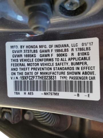 Photo 10 from auction – 2017 HONDA CIVIC EX with VIN 19XFC2F77HE023831
