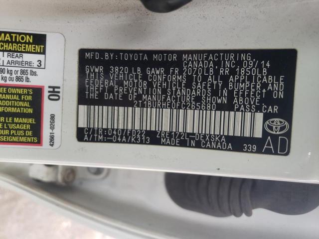 Photo 10 from auction – 2015 TOYOTA COROLLA L with VIN 2T1BURHE0FC265680