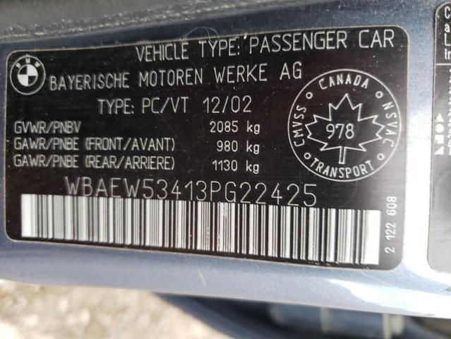 Photo 10 from auction – 2003 BMW 330 XI with VIN WBAEW53413PG22425
