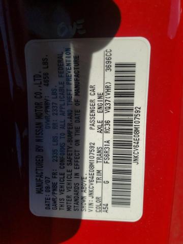 Photo 10 from auction – 2008 INFINITI G37 BASE with VIN JNKCV64E08M107592