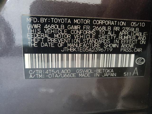 Photo 10 from auction – 2010 LEXUS ES 350 with VIN JTHBK1EG5A2396719