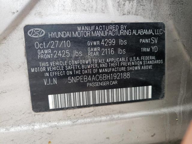 Photo 10 from auction – 2011 HYUNDAI SONATA GLS with VIN 5NPEB4AC6BH192188