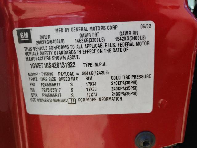 Photo 10 from auction – 2002 GMC ENVOY XL with VIN 1GKET16S426131822