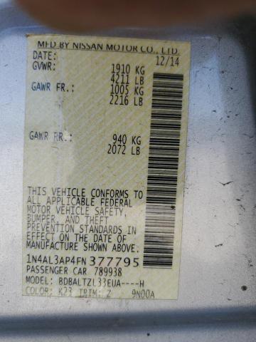 Photo 10 from auction – 2015 NISSAN ALTIMA 2.5 with VIN 1N4AL3AP4FN377795