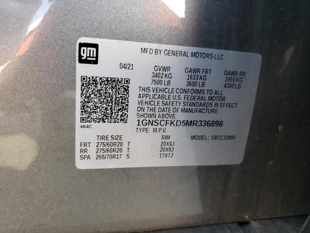 Photo 10 from auction – 2021 CHEVROLET SUBURBAN C with VIN 1GNSCFKD5MR336898