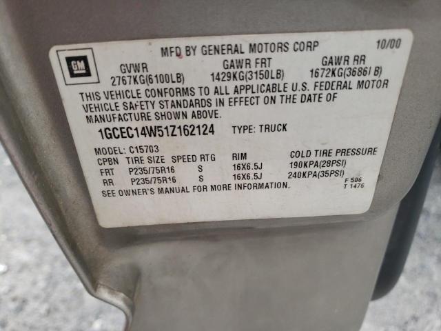 Photo 10 from auction – 2001 CHEVROLET SILVERADO with VIN 1GCEC14W51Z162124