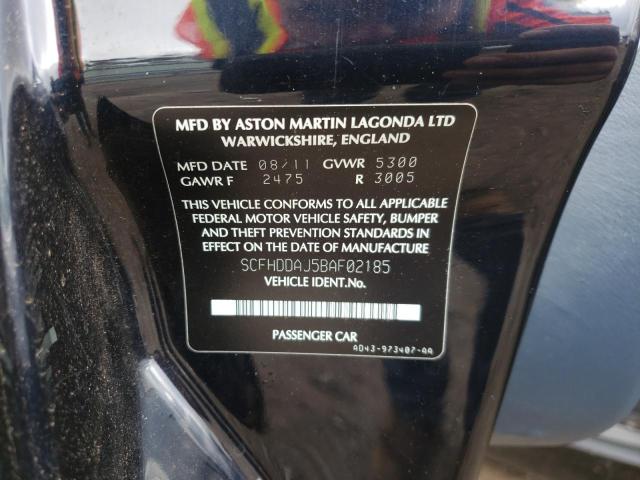 Photo 10 from auction – 2011 ASTON MARTIN RAPIDE with VIN SCFHDDAJ5BAF02185