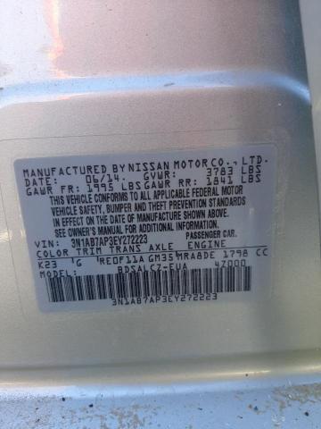 Photo 10 from auction – 2014 NISSAN SENTRA S with VIN 3N1AB7AP3EY272223