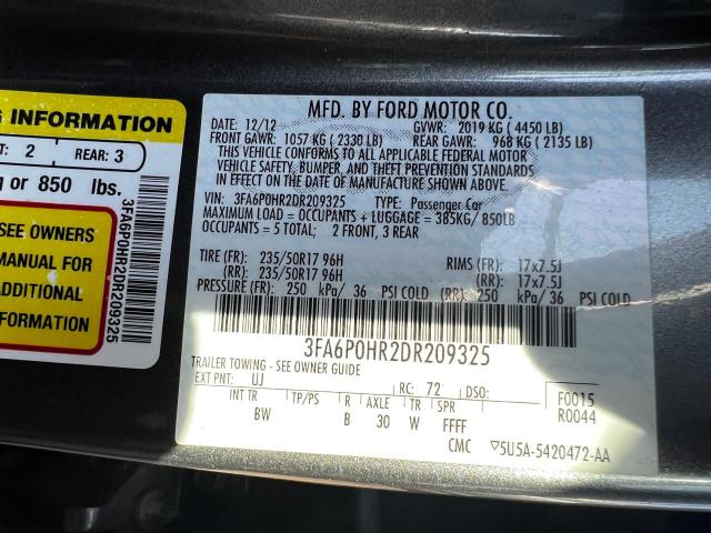 Photo 10 from auction – 2013 FORD FUSION SE with VIN 3FA6P0HR2DR209325
