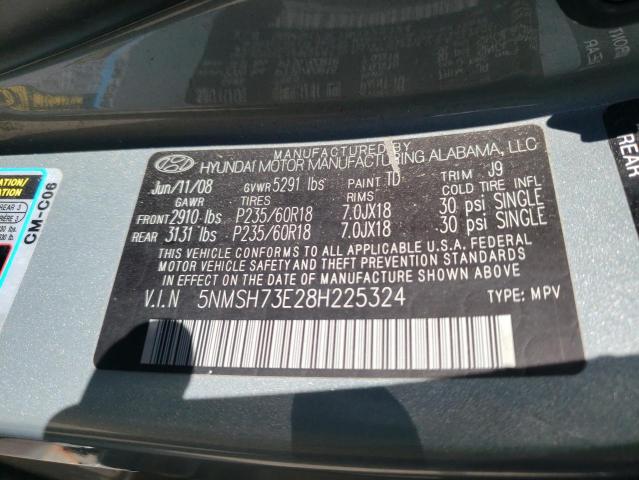 Photo 10 from auction – 2008 HYUNDAI SANTA FE S with VIN 5NMSH73E28H225324