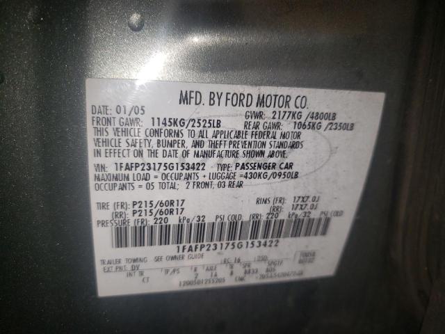 Photo 10 from auction – 2005 FORD FIVE HUNDR with VIN 1FAFP23175G153422