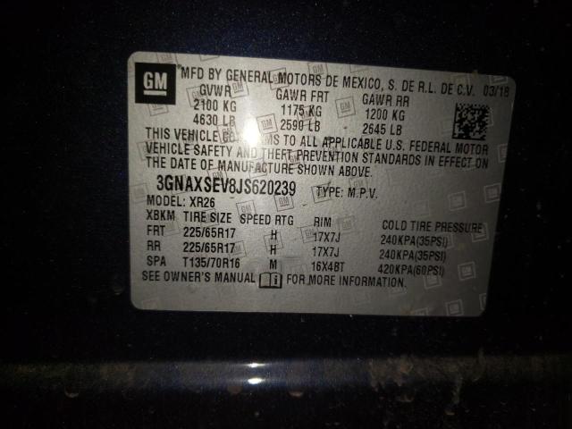 Photo 10 from auction – 2018 CHEVROLET EQUINOX LT with VIN 3GNAXSEV8JS620239