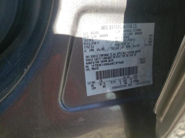 Photo 10 from auction – 2004 FORD F150 SUPER with VIN 1FTRW14W64KC97568