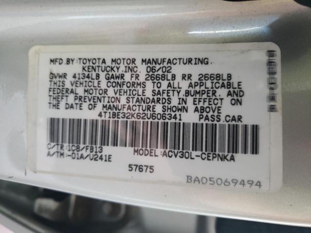 Photo 10 from auction – 2002 TOYOTA CAMRY LE with VIN 4T1BE32K62U606341