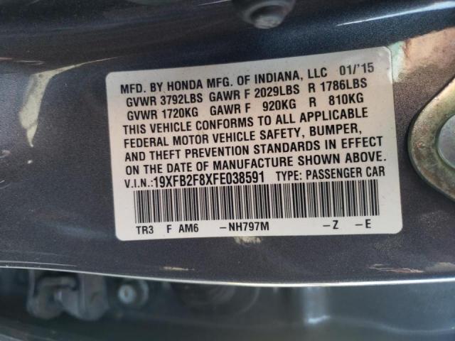 Photo 10 from auction – 2015 HONDA CIVIC EX with VIN 19XFB2F8XFE038591
