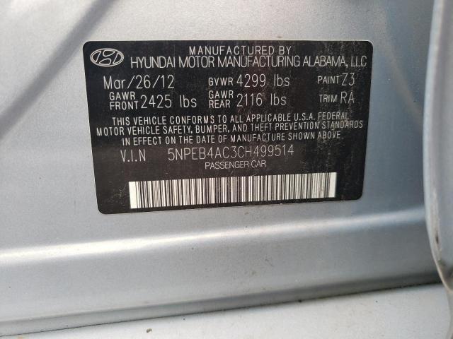 Photo 10 from auction – 2012 HYUNDAI SONATA GLS with VIN 5NPEB4AC3CH499514